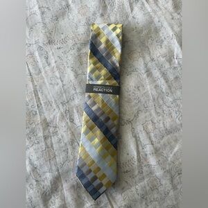Kenneth Cole Yellow and Blue‎ Plaid Tie